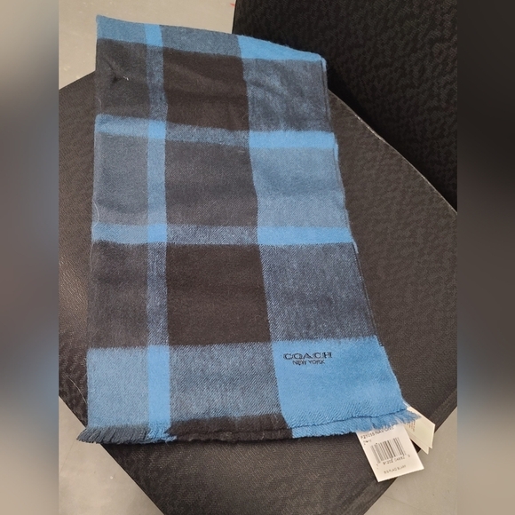 New Coach Big Plaid Scarf Wool Cashmere - Picture 1 of 4